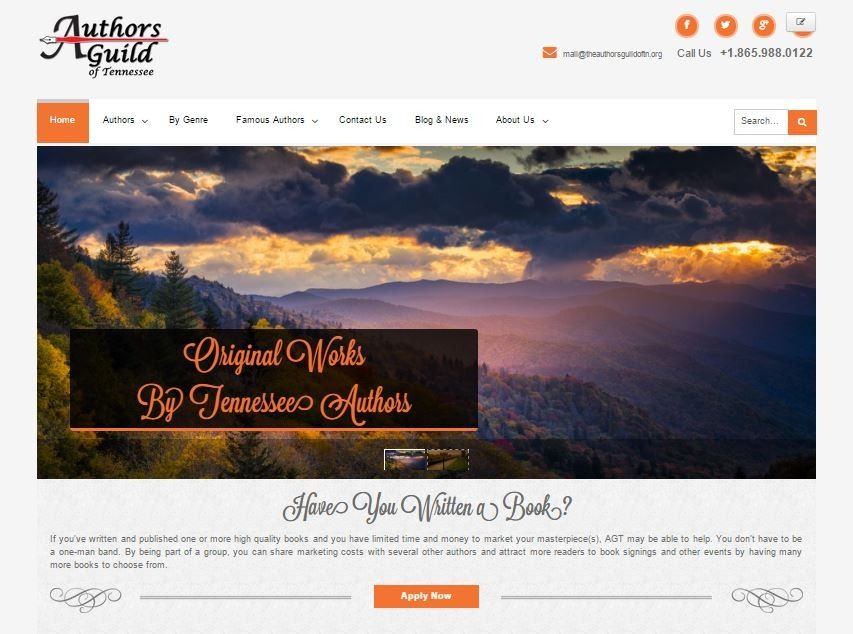 Excited to work with Authors Guild of Tennessee on new website for Authors