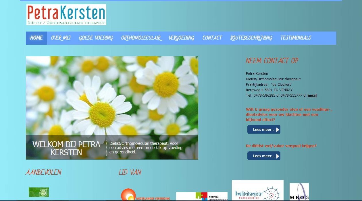 Launch of site for Dietician / Orthomolecular therapist Petra Kersten